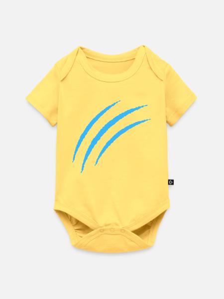 Blau Krallen Muster - Baby Premium Kurzarmbody - Pastellgelb