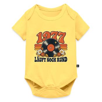 Jahrgang 1977 Vinyl - Läuft noch rund! - Baby Premium Kurzarmbody - Pastellgelb - Vorne