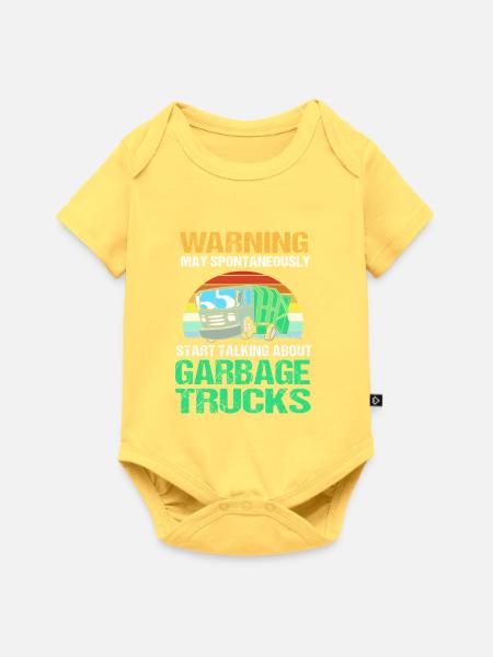Müllwagen Müllauto Müllmann Mülleimer - Baby Premium Kurzarmbody - Pastellgelb