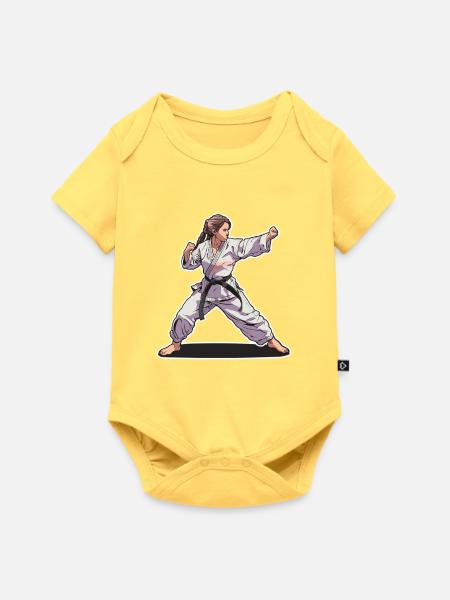 Karate Mädchen - Baby Premium Kurzarmbody - Pastellgelb