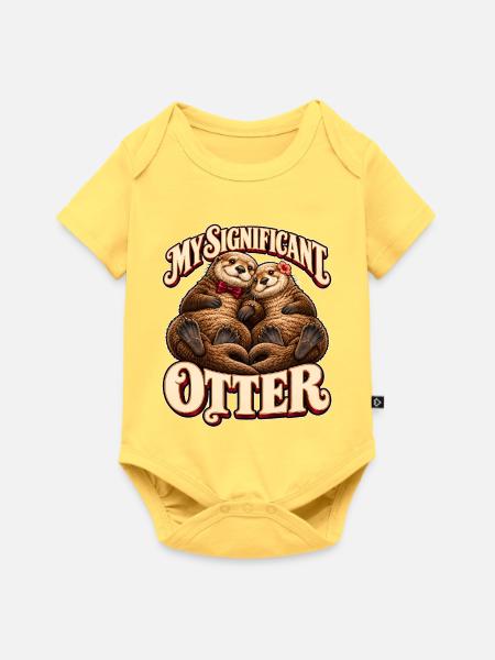 Signifikanter Otterduett - Baby Premium Kurzarmbody - Pastellgelb