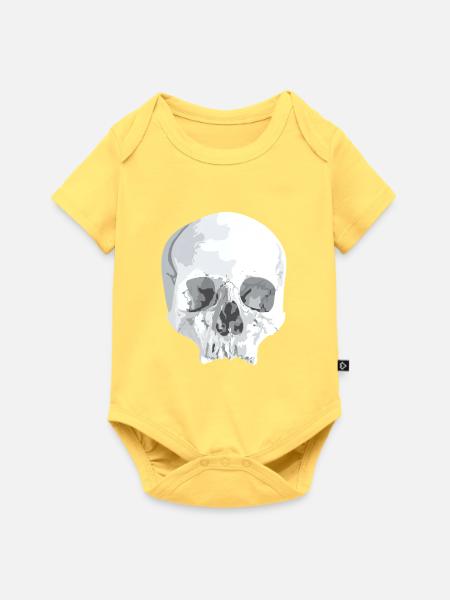 Grau Schädel Silhouette - Baby Premium Kurzarmbody - Pastellgelb