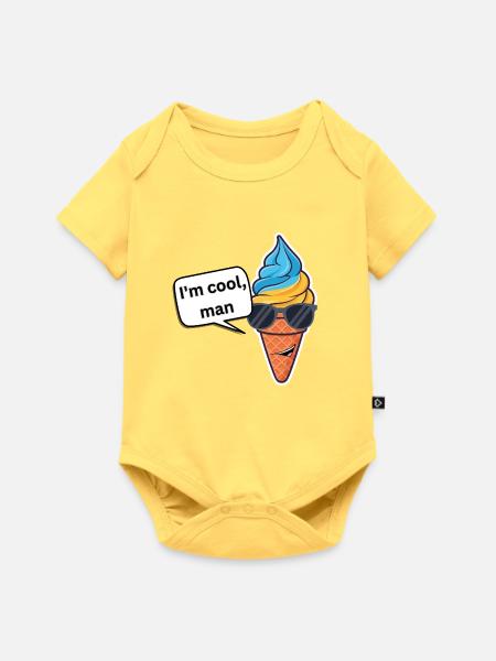 Cooles Eiscreme-Swag Motiv - Baby Premium Kurzarmbody - Pastellgelb
