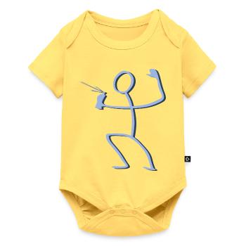 Blauer Strichmensch Spritz Graffiti Spray - Baby Premium Kurzarmbody - Pastellgelb - Vorne