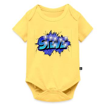 STEVE bricht durch Ziegel! Graffiti-Name - Baby Premium Kurzarmbody - Pastellgelb - Vorne