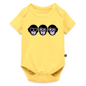 the three monkeys - Baby Premium short-sleeve bodysuit - sky yellow - Front