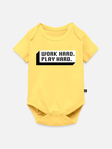 Work Hard. Play Hard. (Schwarz) - Baby Premium Kurzarmbody - Pastellgelb