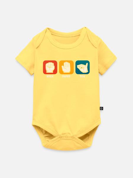 Rock Paper Tea Lustiger Teetrinker Tee - Baby Premium Kurzarmbody - Pastellgelb