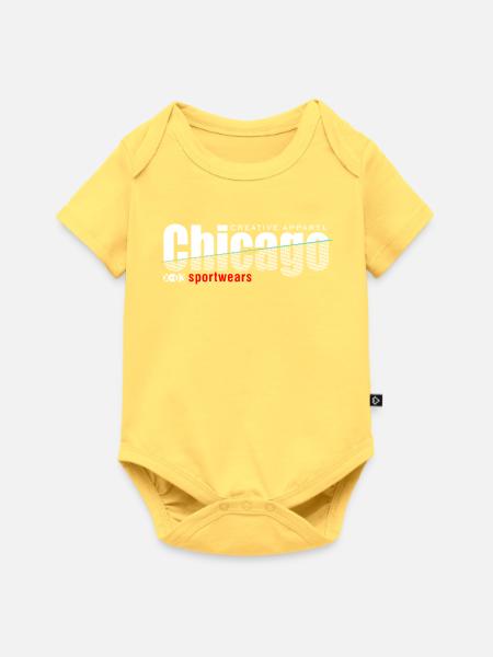 Dynamisches Sportdesign mit moderner Schärfe - Baby Premium Kurzarmbody - Pastellgelb
