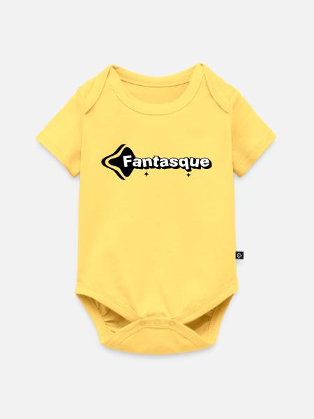Verspieltes Schwarz-Weiß - Baby Premium Kurzarmbody - Pastellgelb