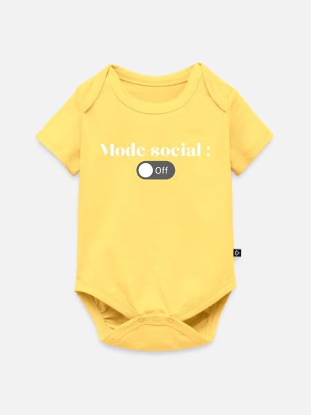 Sozialer Ausschaltmodus - Baby Premium Kurzarmbody - Pastellgelb