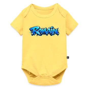 Romain Graffiti Name: Der König der Straße! - Baby Premium Kurzarmbody - Pastellgelb - Vorne