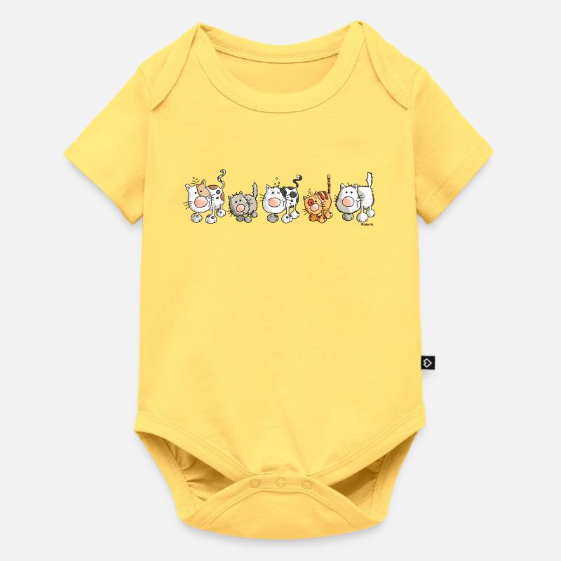 Chats drôles - Chat - Body à manches courtes Premium Bébé - jaune pastel