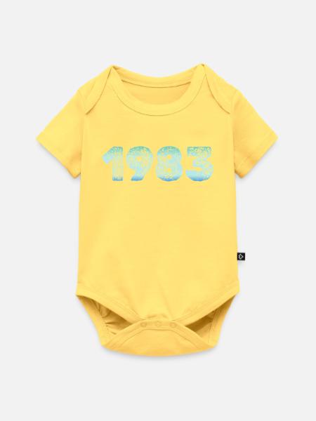 1983 Grunge Gradient Ziffern - Baby Premium Kurzarmbody - Pastellgelb