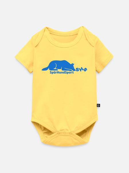 SHS Logo blau - Baby Premium Kurzarmbody - Pastellgelb