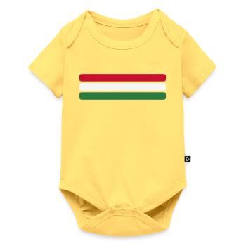 Ungarn Flagge Minimal - Fahne Fan Streifen Design - Baby Premium Kurzarmbody - Pastellgelb - Vorne