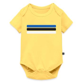 Estland Flagge Minimal - Fahne Fan Streifen Design - Baby Premium Kurzarmbody - Pastellgelb - Vorne