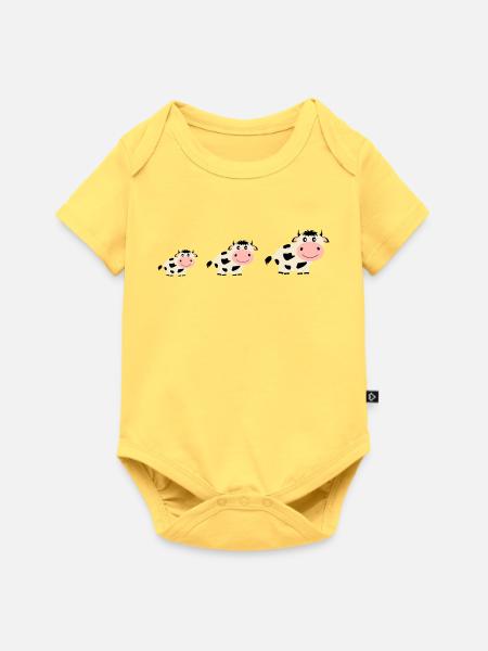 Kuh Kühe Comic - Baby Premium Kurzarmbody - Pastellgelb
