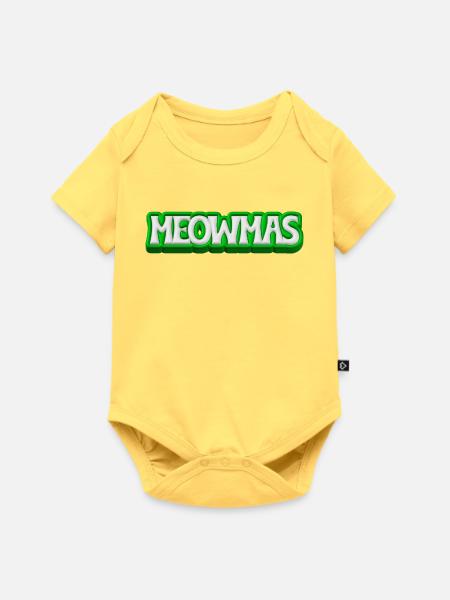 meowmas - Weihnachts Katzen 3D Design - Baby Premium Kurzarmbody - Pastellgelb