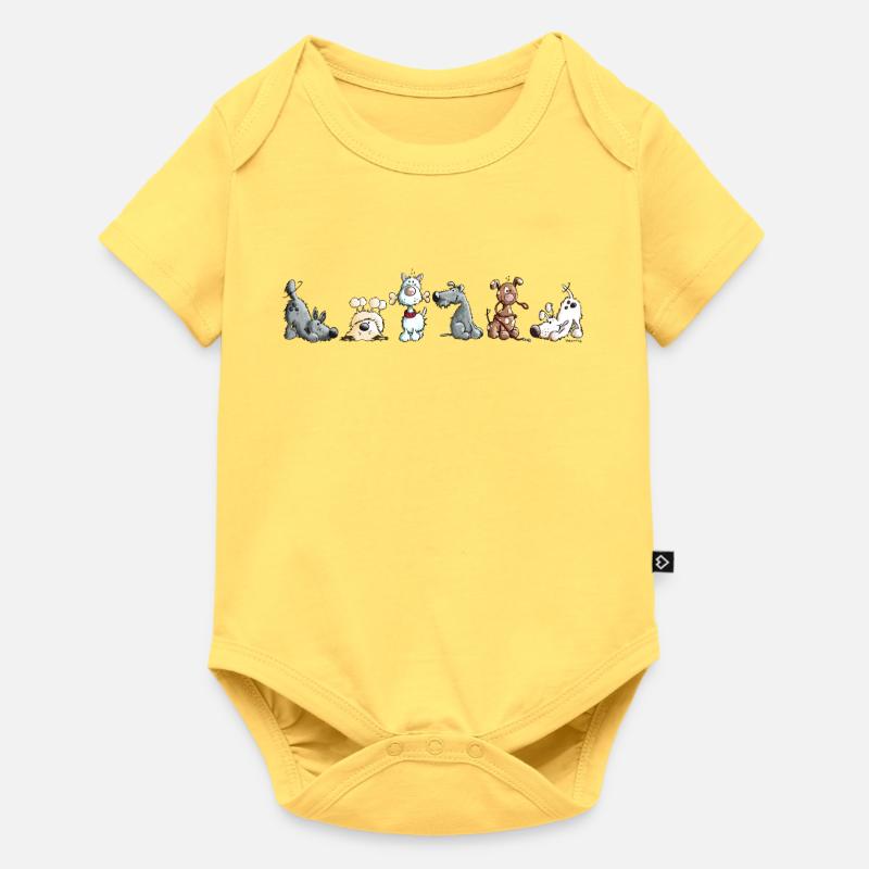 Drôle Chiens - Body à manches courtes Premium Bébé - jaune pastel