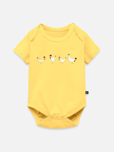 Hühner 4er Bande - Baby Premium Kurzarmbody - Pastellgelb