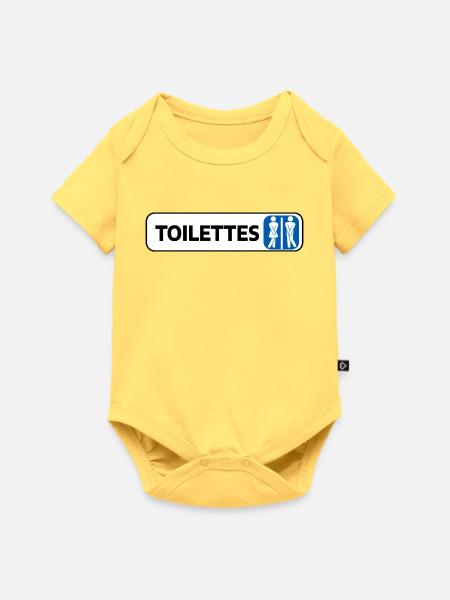 Männliches weibliches WC-Panel - Baby Premium Kurzarmbody - Pastellgelb