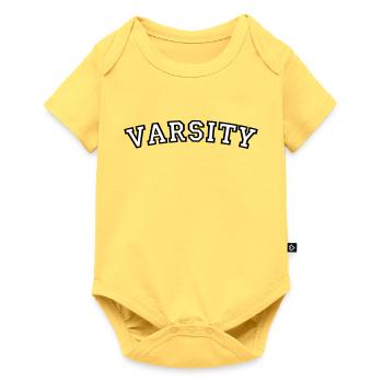 Schriftart des Varsity College - Baby Premium Kurzarmbody - Pastellgelb - Vorne