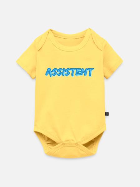 Assistent als Comic - Baby Premium Kurzarmbody - Pastellgelb
