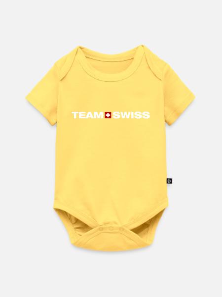 Team Schweiz - Baby Premium Kurzarmbody - Pastellgelb