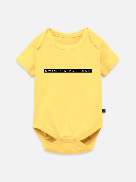 Triathlon Schwimmen Radfahren Laufen - Baby Premium Kurzarmbody - Pastellgelb