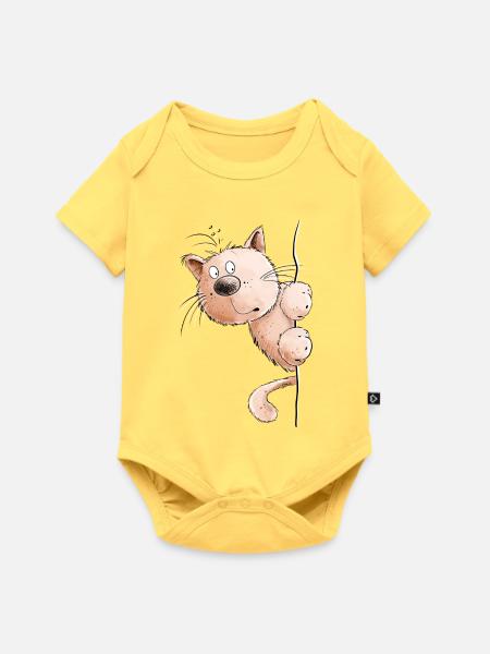 Rote Katze I Katzenfreunde Geschenk - Baby Premium Kurzarmbody - Pastellgelb