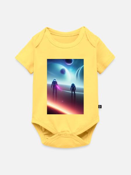 Astronaut, Weltall - Baby Premium Kurzarmbody - Pastellgelb