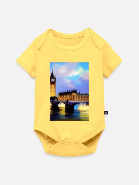 Brücken in London - Baby Premium Kurzarmbody - Pastellgelb