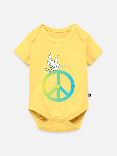 Peacezeichen Friedenstaube - Baby Premium Kurzarmbody - Pastellgelb
