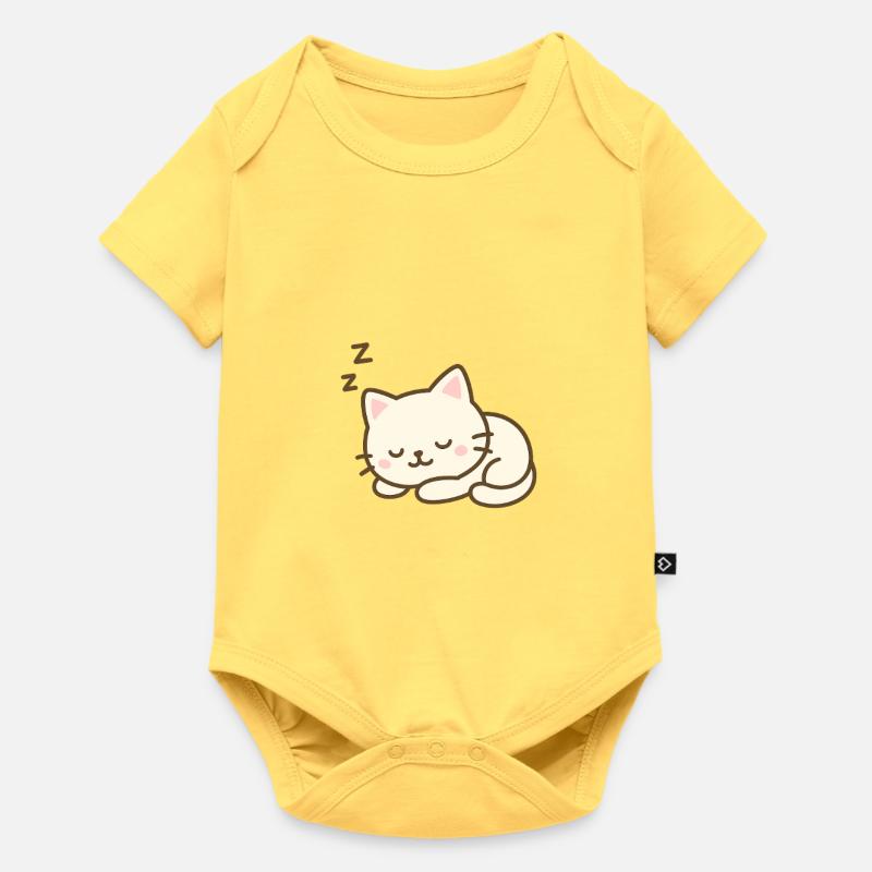 Chat endormi - Body à manches courtes Premium Bébé - jaune pastel