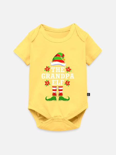 Opa Großvater Elfe Elf Weihnachtsgeschenk - Baby Premium Kurzarmbody - Pastellgelb