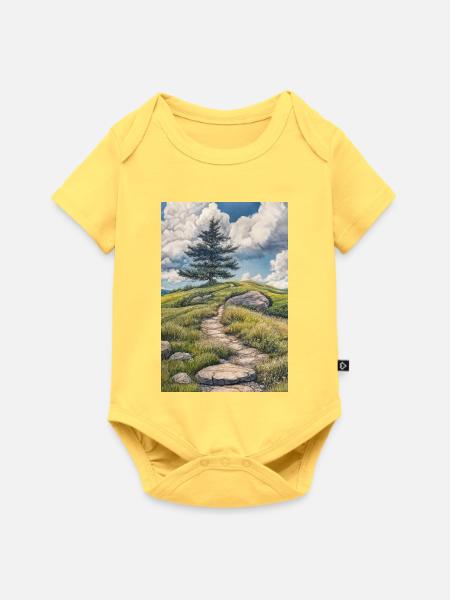 Illustration einer Naturlandschaft - Baby Premium Kurzarmbody - Pastellgelb