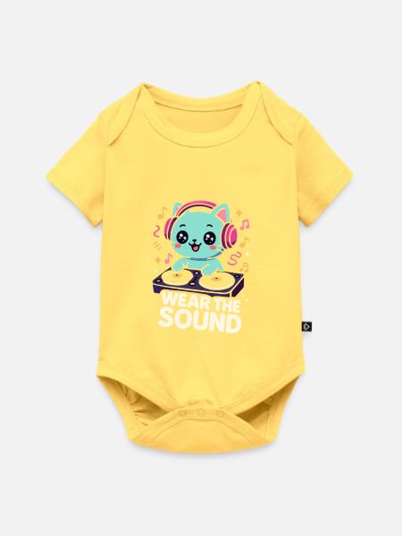 Trage den Sound – Kawaii DJ Chat - Baby Premium Kurzarmbody - Pastellgelb