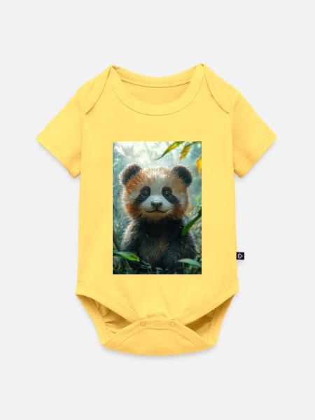 Illustration eines Pandas - Baby Premium Kurzarmbody - Pastellgelb