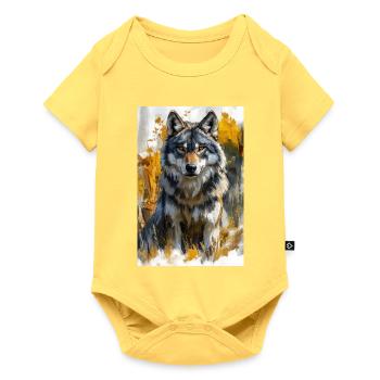 Illustration of a wolf - Baby Premium short-sleeve bodysuit - sky yellow - Front
