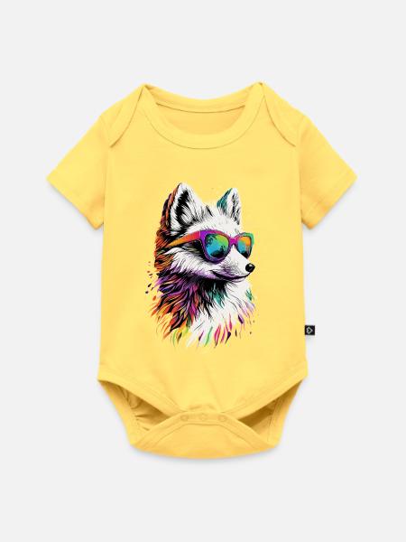 Polarfuchs Schneefuchs Eisfuchs Süßer Weißer Fuchs - Baby Premium Kurzarmbody - Pastellgelb