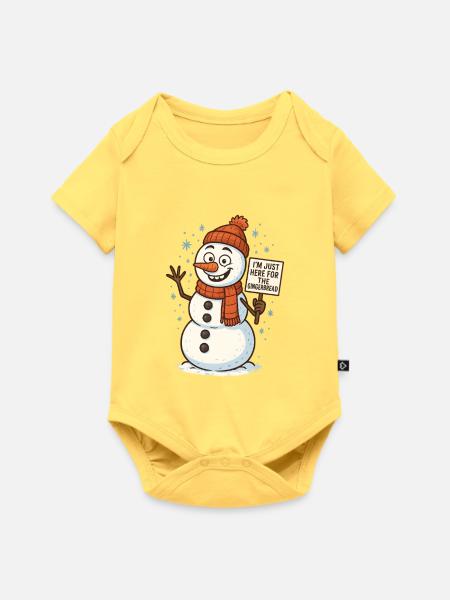 Schneemann mit Gingerbread Spruch - Baby Premium Kurzarmbody - Pastellgelb