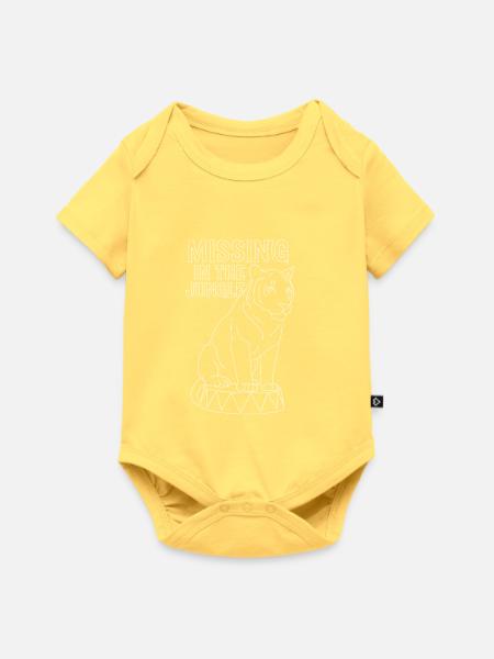 Missing in Jungle Tiger Drum - Baby Premium Kurzarmbody - Pastellgelb