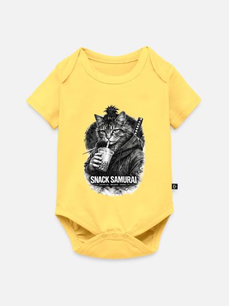 Snack Samurai Katze I - Baby Premium Kurzarmbody - Pastellgelb