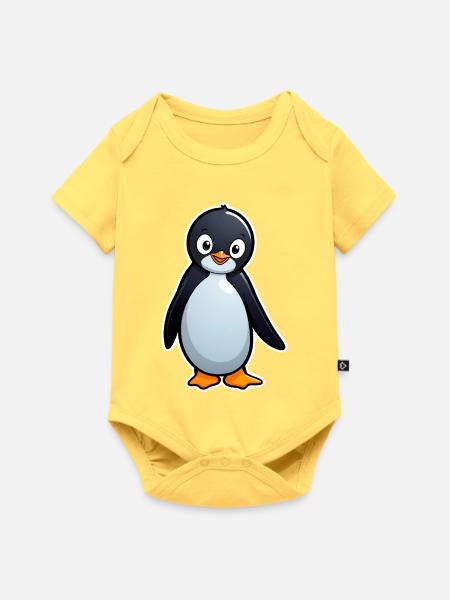 Kuschelpinguin Charme - Baby Premium Kurzarmbody - Pastellgelb
