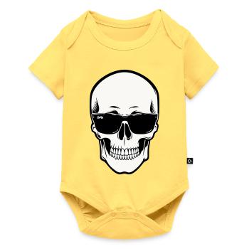 Squelette avec lunettes de soleil en monochrome - Body à manches courtes Premium Bébé - jaune pastel - Devant