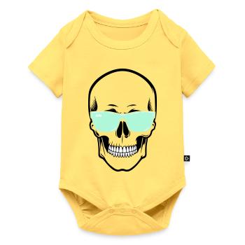 Lunettes de soleil à réglage en couleur avec un crâne souriant - Body à manches courtes Premium Bébé - jaune pastel - Devant