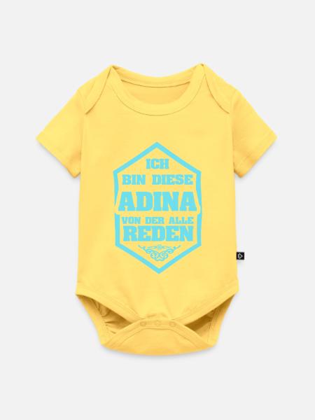 Adina als Spruch - Baby Premium Kurzarmbody - Pastellgelb