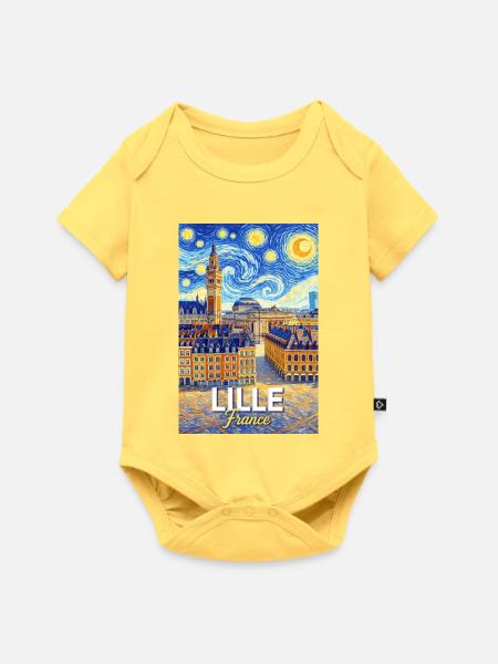 Lille, Frankreich - Baby Premium Kurzarmbody - Pastellgelb