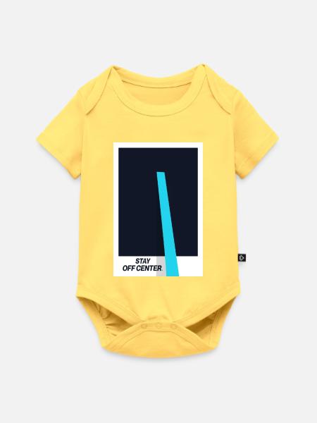 Stay Off Center. Modernes Design Statement - Baby Premium Kurzarmbody - Pastellgelb